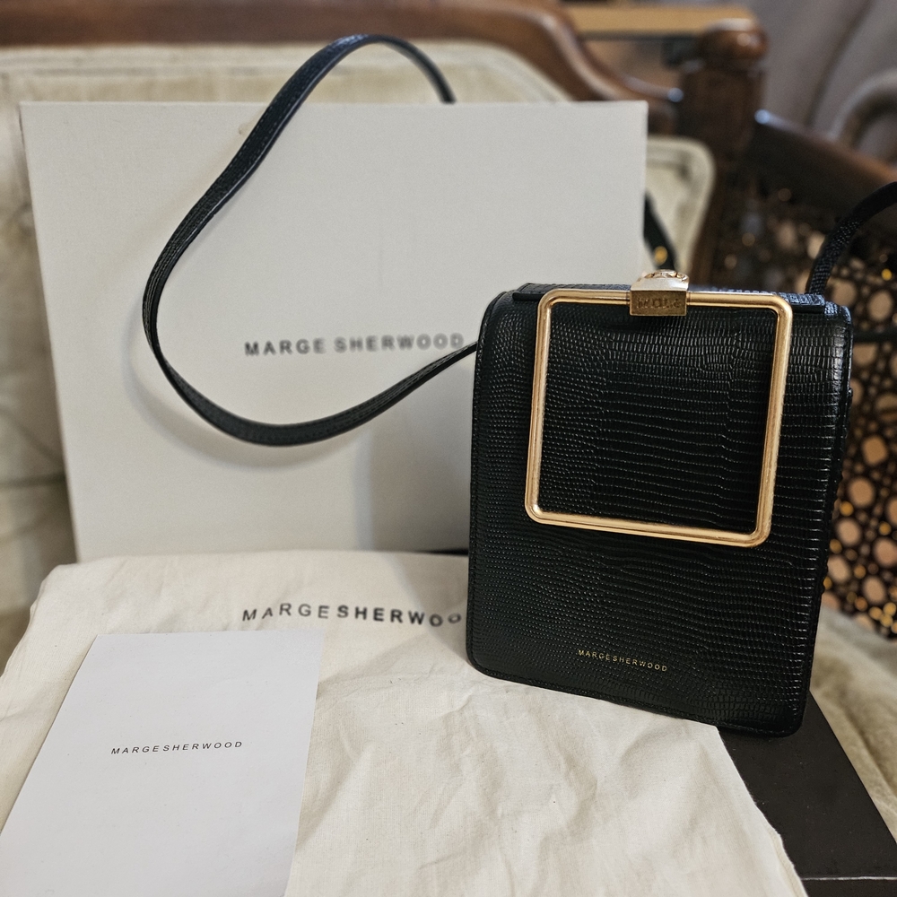 Marge Sherwood Black Crossbody Bag with Gold Accent